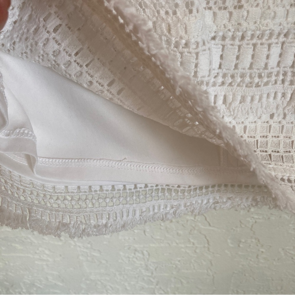 Banana Republic White Tiered Layered Lace Fringe Top Blouse Women’s Small - Picture 8 of 11
